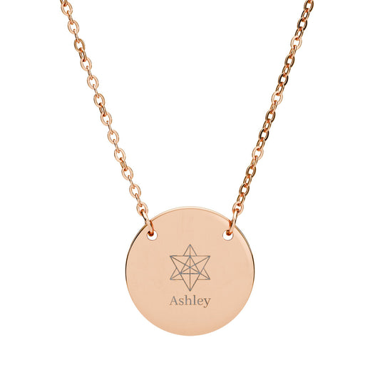 Personalized Engraved Merkaba Coin Necklace