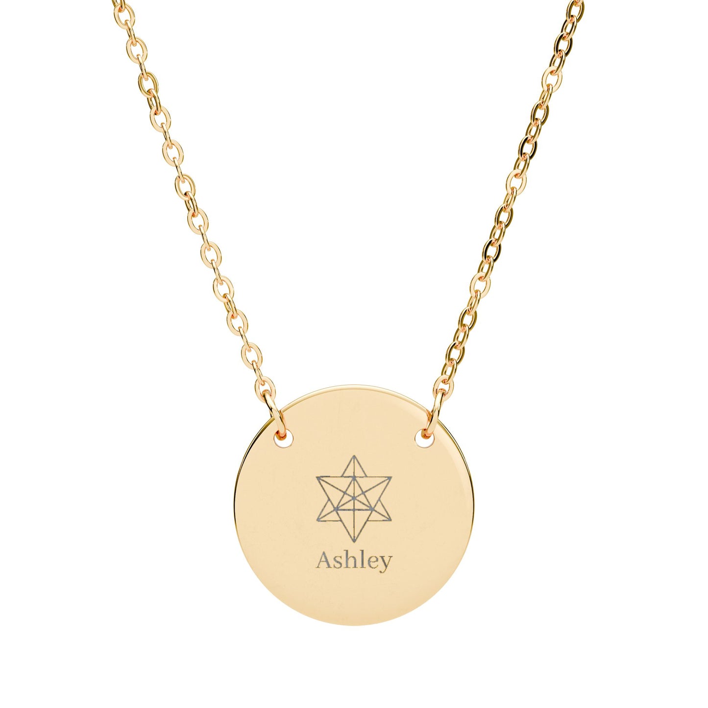 Personalized Engraved Merkaba Coin Necklace