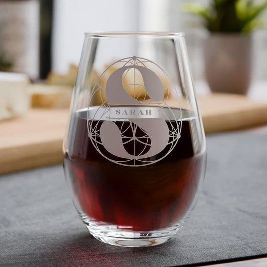 Personalized Engraved Flower of Life Wine Glass