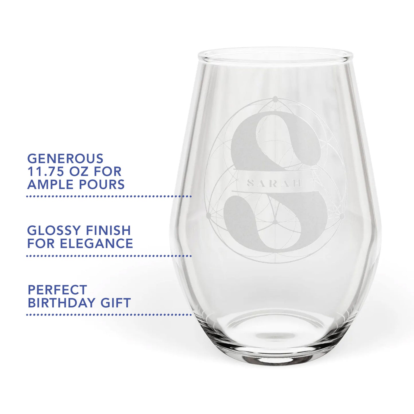 Personalized Engraved Flower of Life Wine Glass